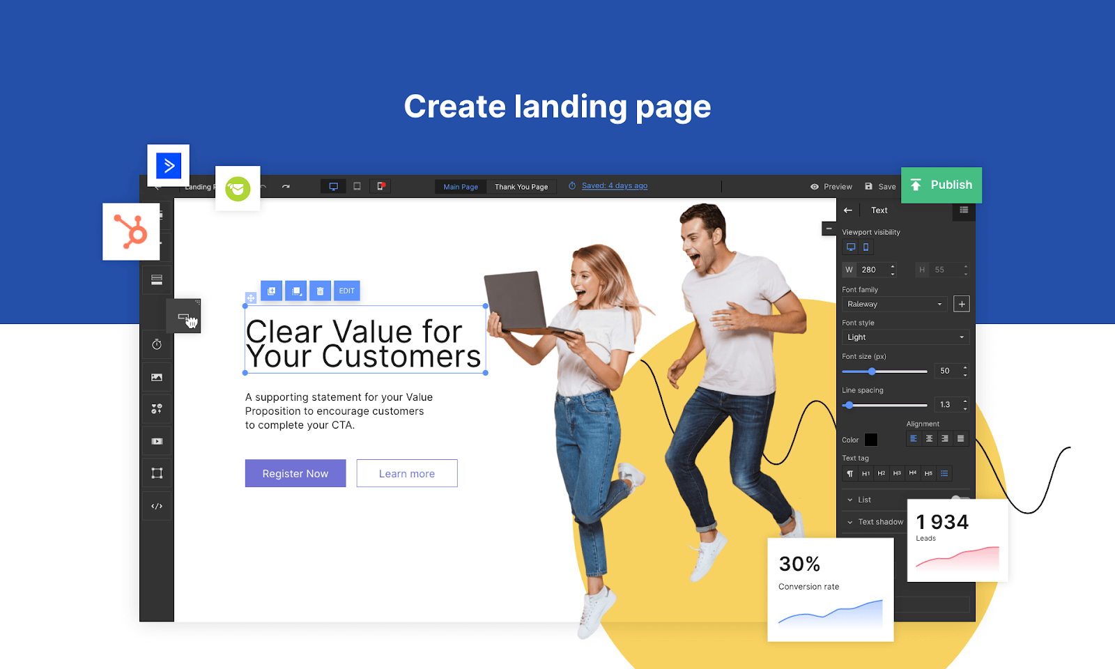 Landing Page Builder home page on Semrush's App Center.